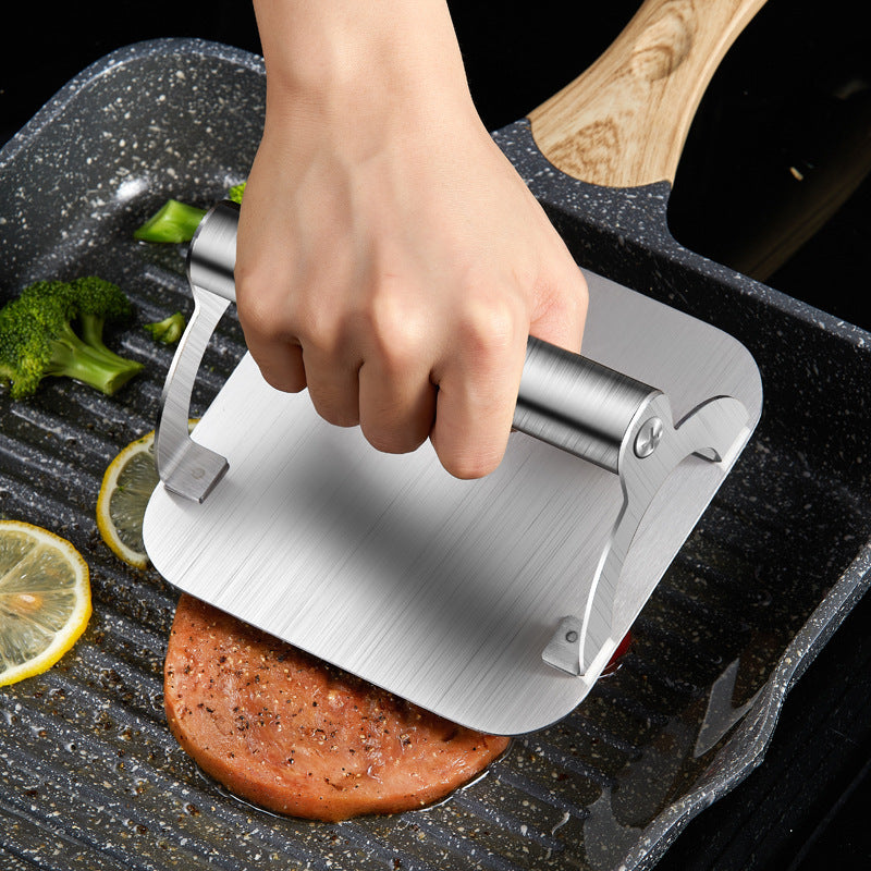 Stainless-Steel Meat Press – Precision Flattening for Steaks & Burgers